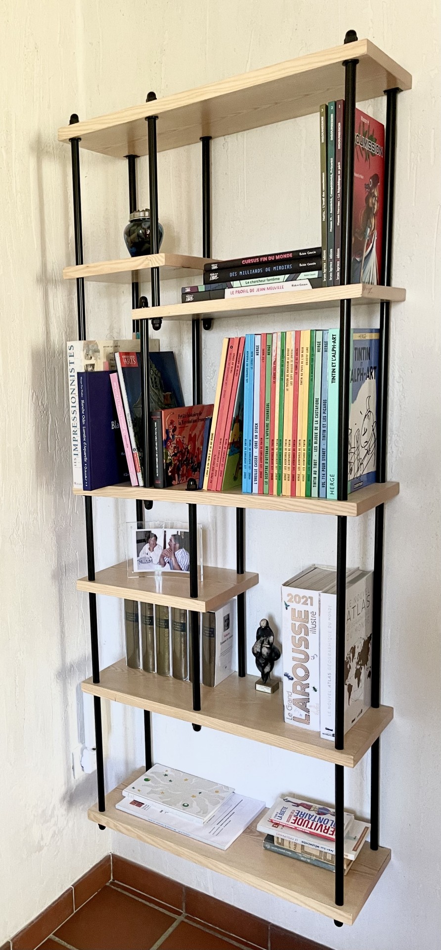 Bibliothèque métal et bois